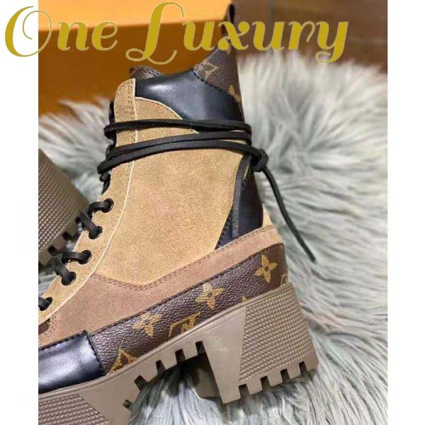 Replica Louis Vuitton LV Women Laureate Platform Desert Boot in Soft Suede Calf Leather with Monogram Canvas-Sandy 11