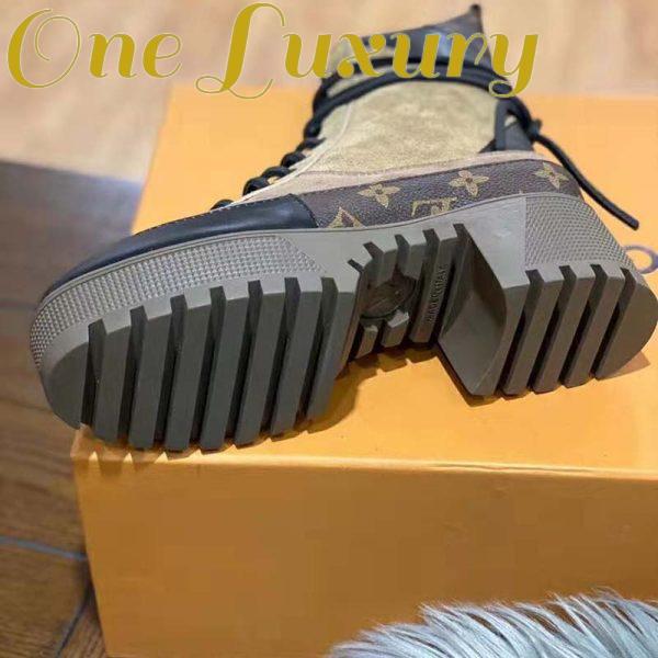 Replica Louis Vuitton LV Women Laureate Platform Desert Boot in Suede Calf Leather and Monogram Canvas-Brown 8