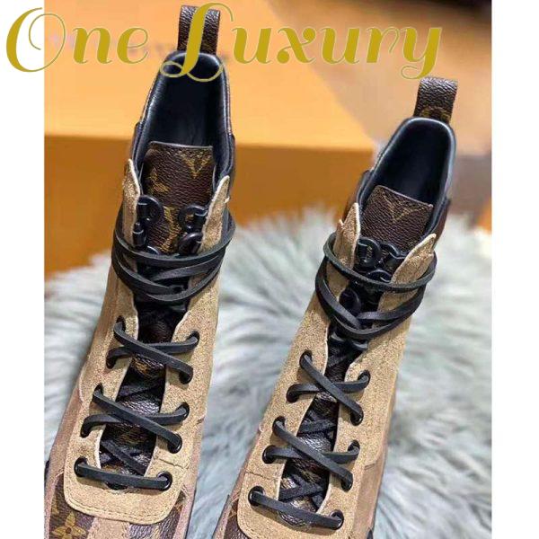 Replica Louis Vuitton LV Women Laureate Platform Desert Boot in Suede Calf Leather and Monogram Canvas-Brown 9