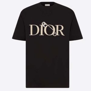 Replica Dior Men Oversized Dior And Judy Blame T-Shirt Cotton-Black 2