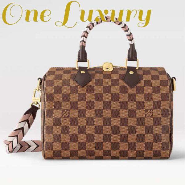 Replica Louis Vuitton Women LV Braided Speedy 25 Handbag Damier Ebene Coated Canvas