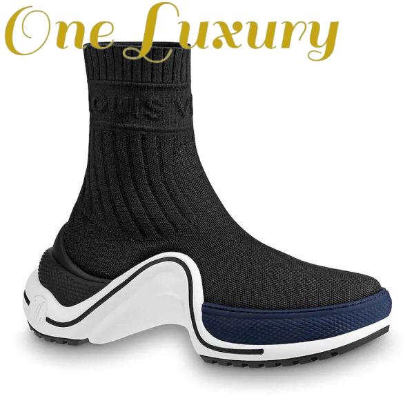 Replica Louis Vuitton LV Women LV Archlight Sneaker Boot in Black and Blue Stretch Textile 2