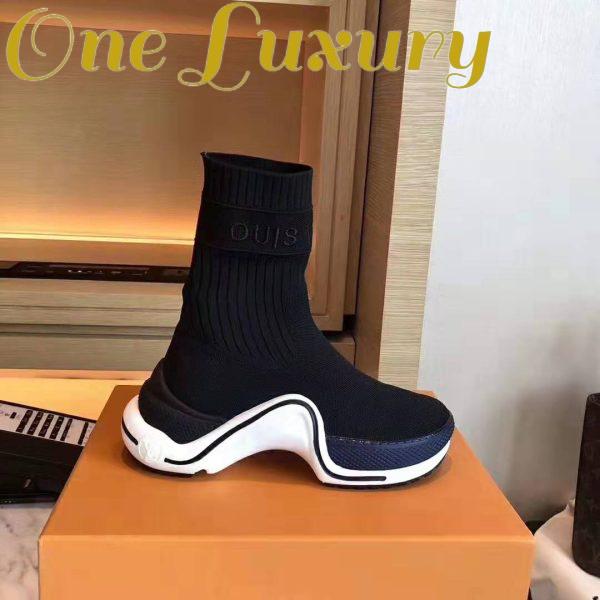 Replica Louis Vuitton LV Women LV Archlight Sneaker Boot in Black and Blue Stretch Textile 3