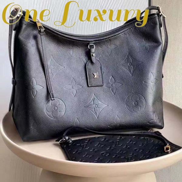 Replica Louis Vuitton Women LV CarryAll MM Handbag Black Embossed Supple Grained Cowhide Leather 3