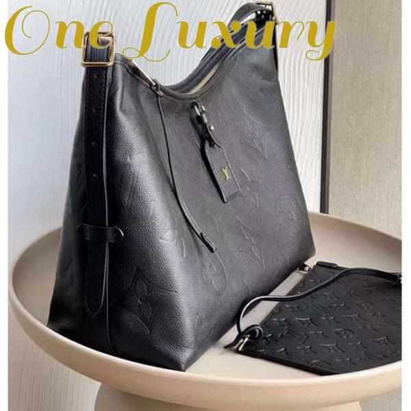 Replica Louis Vuitton Women LV CarryAll MM Handbag Black Embossed Supple Grained Cowhide Leather 5