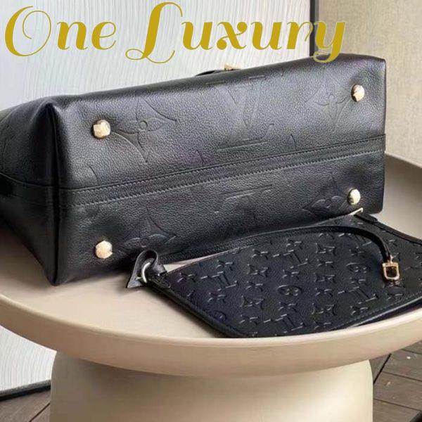 Replica Louis Vuitton Women LV CarryAll MM Handbag Black Embossed Supple Grained Cowhide Leather 6