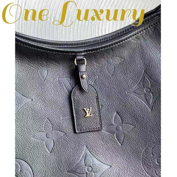 Replica Louis Vuitton Women LV CarryAll MM Handbag Black Embossed Supple Grained Cowhide Leather 7