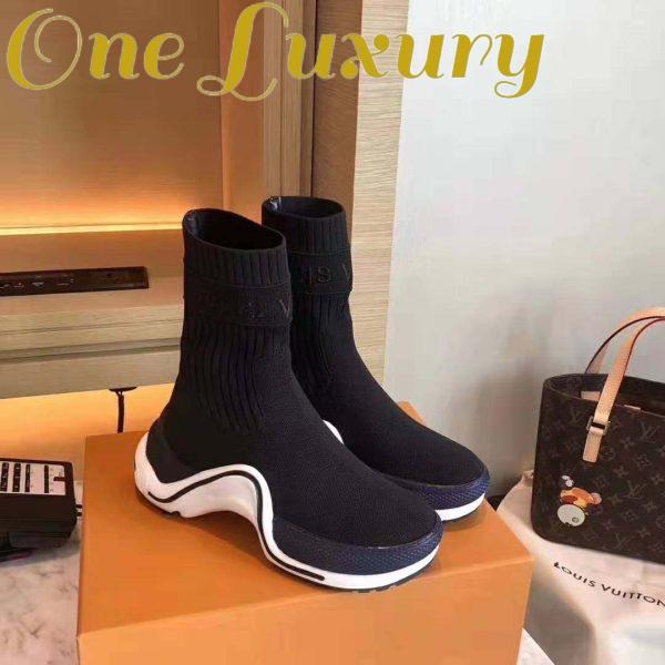 Replica Louis Vuitton LV Women LV Archlight Sneaker Boot in Black and Blue Stretch Textile 5