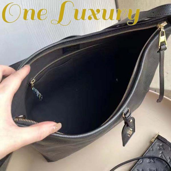 Replica Louis Vuitton Women LV CarryAll MM Handbag Black Embossed Supple Grained Cowhide Leather 8