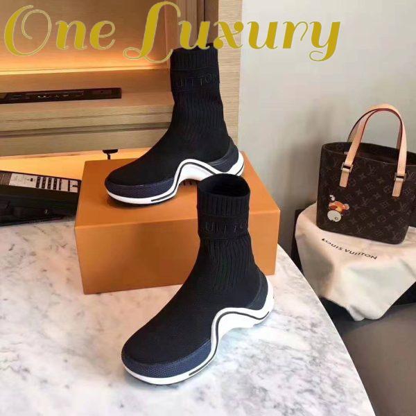 Replica Louis Vuitton LV Women LV Archlight Sneaker Boot in Black and Blue Stretch Textile 6