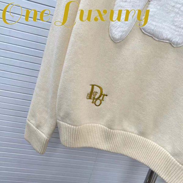 Replica Dior Women CD By Erl Sweater Rabbit Patch Beige Cotton-Blend Jersey Round Neck 8