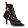Replica Louis Vuitton LV Women LV Janet Ankle Boot in Calf Leather and Patent Monogram Canvas-Black