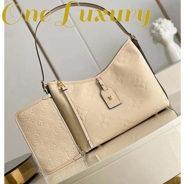 Replica Louis Vuitton Women LV CarryAll PM Handbag Crème Beige Embossed Supple Grained Cowhide 3