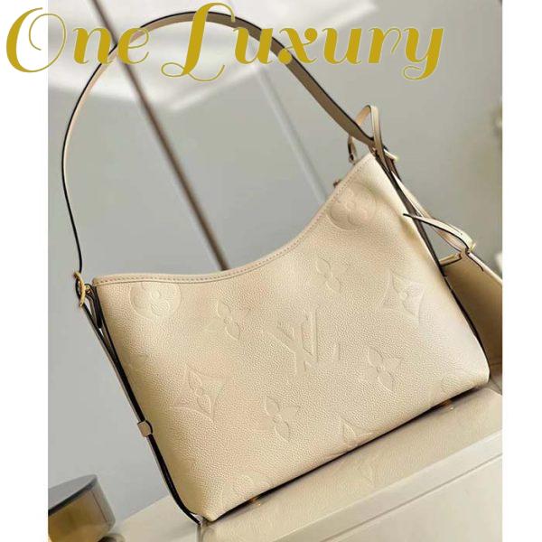 Replica Louis Vuitton Women LV CarryAll PM Handbag Crème Beige Embossed Supple Grained Cowhide 4
