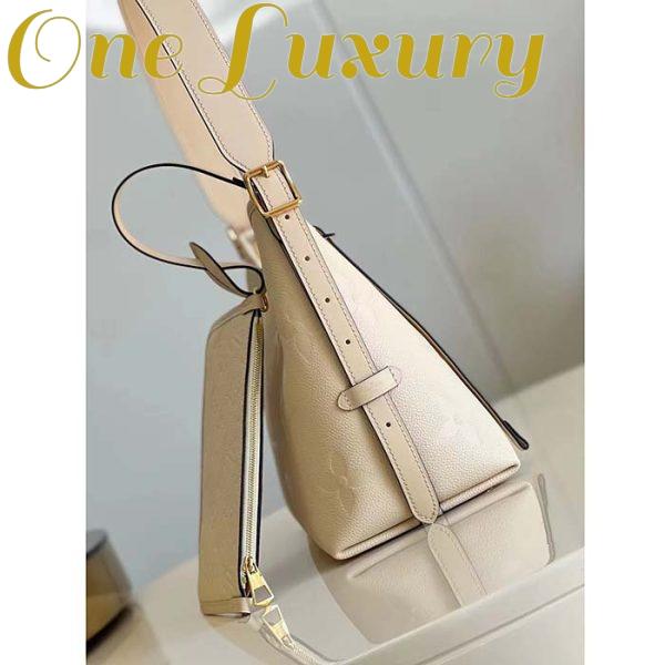 Replica Louis Vuitton Women LV CarryAll PM Handbag Crème Beige Embossed Supple Grained Cowhide 5