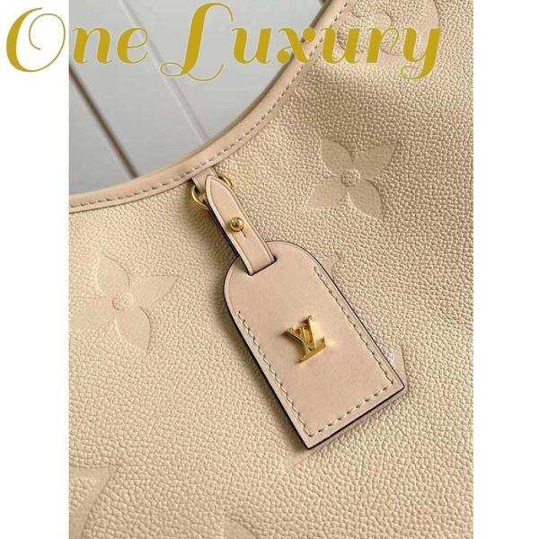 Replica Louis Vuitton Women LV CarryAll PM Handbag Crème Beige Embossed Supple Grained Cowhide 7