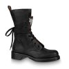Replica Louis Vuitton LV Women LV Janet Ankle Boot in Calf Leather and Patent Monogram Canvas-Black 13