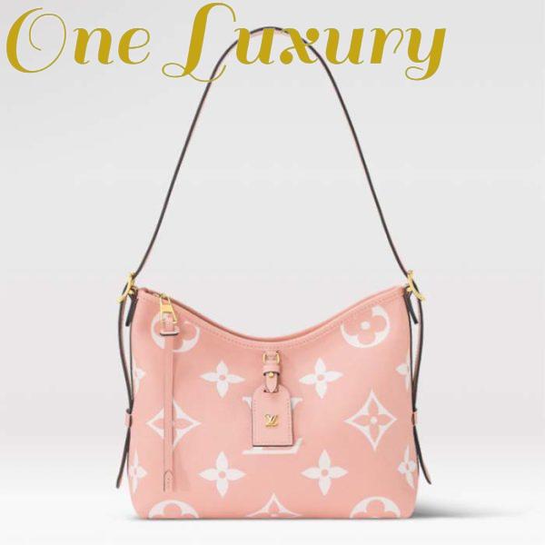 Replica Louis Vuitton Women LV CarryAll PM Handbag Pink Embossed Supple Grained Cowhide 2