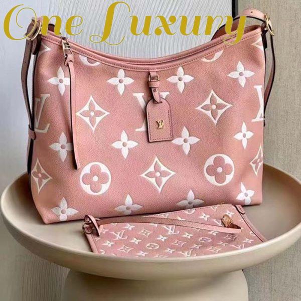 Replica Louis Vuitton Women LV CarryAll PM Handbag Pink Embossed Supple Grained Cowhide 3