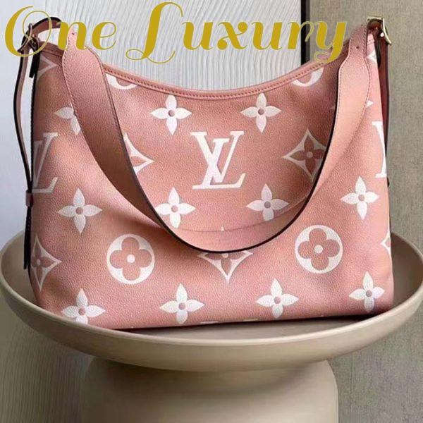 Replica Louis Vuitton Women LV CarryAll PM Handbag Pink Embossed Supple Grained Cowhide 4