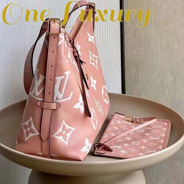 Replica Louis Vuitton Women LV CarryAll PM Handbag Pink Embossed Supple Grained Cowhide 5