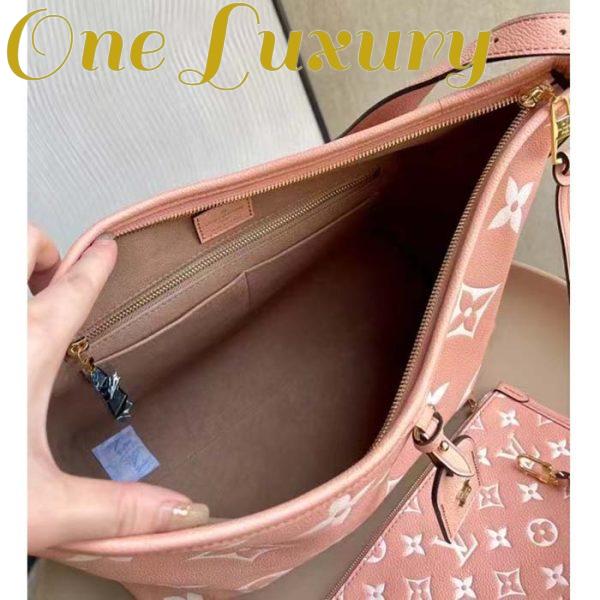 Replica Louis Vuitton Women LV CarryAll PM Handbag Pink Embossed Supple Grained Cowhide 9