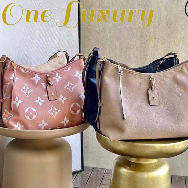 Replica Louis Vuitton Women LV CarryAll PM Handbag Pink Embossed Supple Grained Cowhide 12