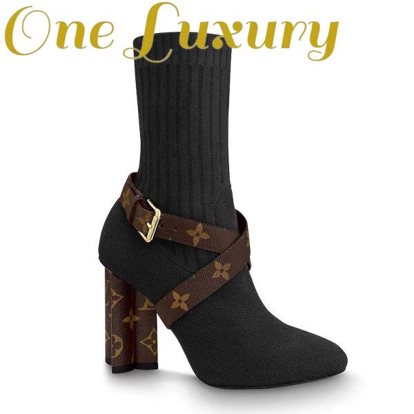 Replica Louis Vuitton LV Women LV Silhouette Ankle Boot in Textile and Monogram Canvas-Black