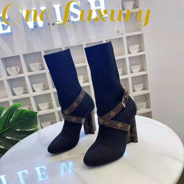 Replica Louis Vuitton LV Women LV Silhouette Ankle Boot in Textile and Monogram Canvas-Black 4
