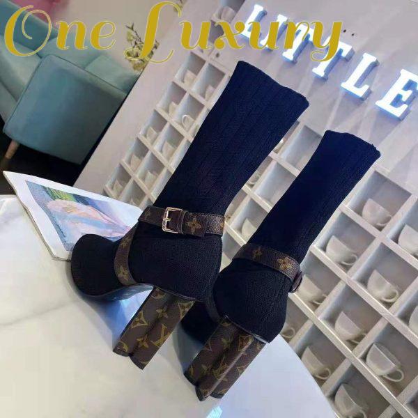 Replica Louis Vuitton LV Women LV Silhouette Ankle Boot in Textile and Monogram Canvas-Black 5