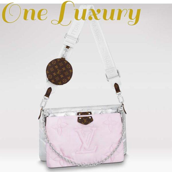 Replica Louis Vuitton Women LV Maxi Multi-Pochette Accessoires Silver Pale Pink Recycled Nylon Econyl