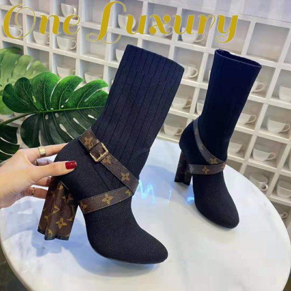 Replica Louis Vuitton LV Women LV Silhouette Ankle Boot in Textile and Monogram Canvas-Black 11