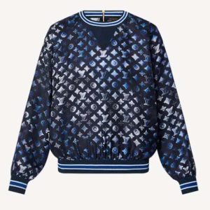 Replica Louis Vuitton Women Silk Long-Sleeved Sweater Flight Mode Navy Blue 2
