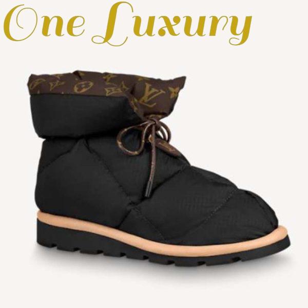 Replica Louis Vuitton LV Women Pillow Comfort Ankle Boot Black Nylon Down Interior