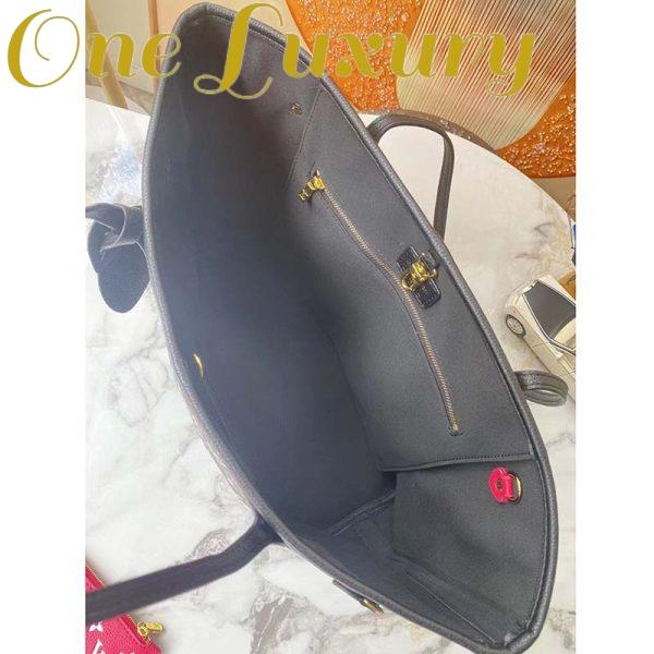 Replica Louis Vuitton Women LV Neverfull MM Carryall Tote Bag Black Printed Embossed Grained Cowhide 6