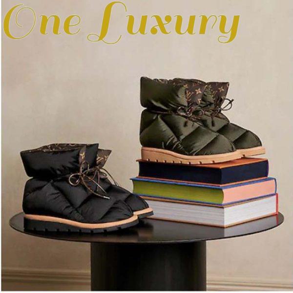 Replica Louis Vuitton LV Women Pillow Comfort Ankle Boot Black Nylon Down Interior 10
