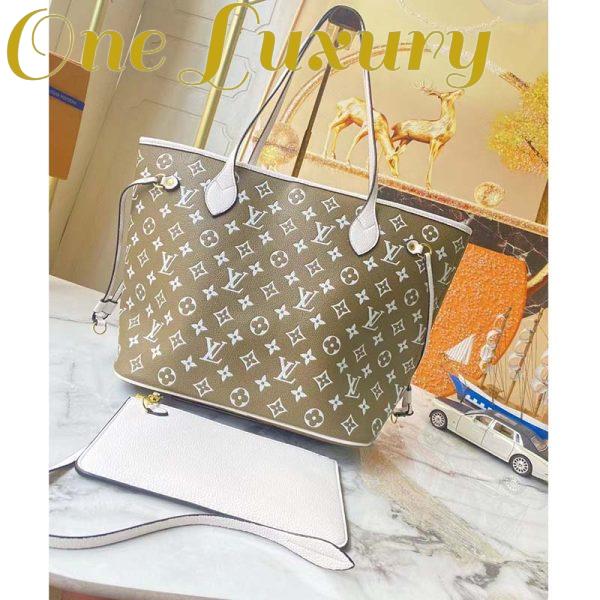 Replica Louis Vuitton Women LV Neverfull MM Carryall Tote Bag Printed Embossed Grained Cowhide 4