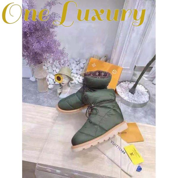 Replica Louis Vuitton LV Women Pillow Comfort Ankle Boot Khaki Green Nylon Down Interior 8