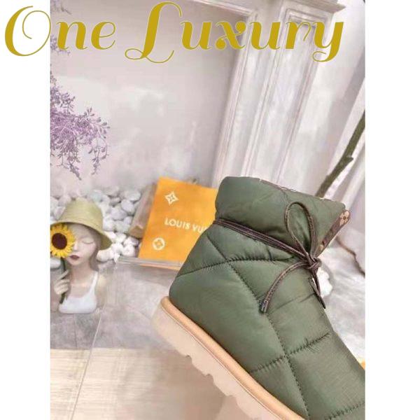 Replica Louis Vuitton LV Women Pillow Comfort Ankle Boot Khaki Green Nylon Down Interior 9