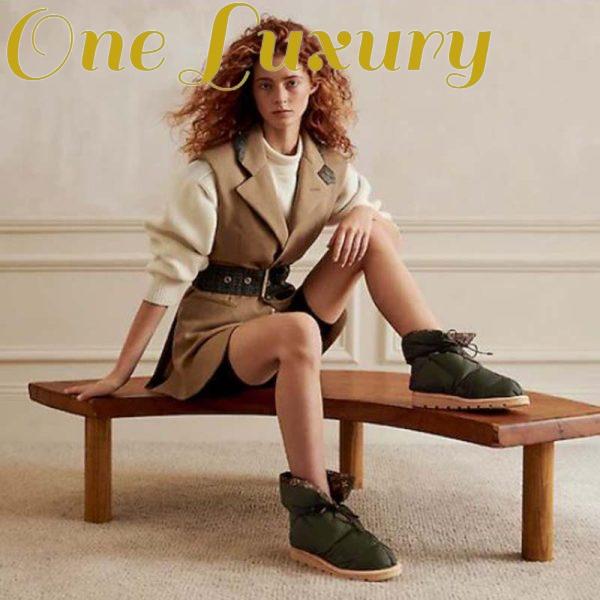 Replica Louis Vuitton LV Women Pillow Comfort Ankle Boot Khaki Green Nylon Down Interior 12