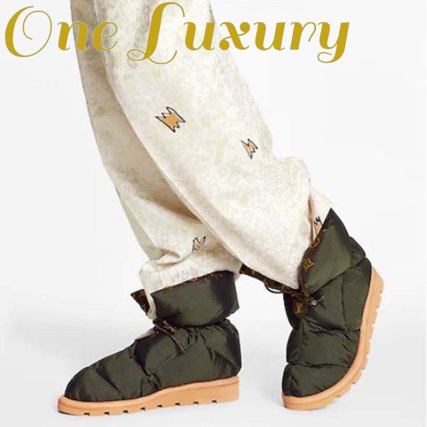 Replica Louis Vuitton LV Women Pillow Comfort Ankle Boot Khaki Green Nylon Down Interior 13