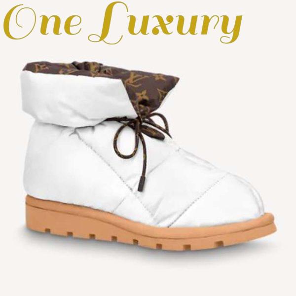 Replica Louis Vuitton LV Women Pillow Comfort Ankle Boot White Nylon Down Interior 2