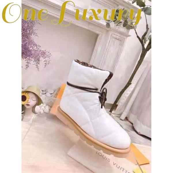 Replica Louis Vuitton LV Women Pillow Comfort Ankle Boot White Nylon Down Interior 3
