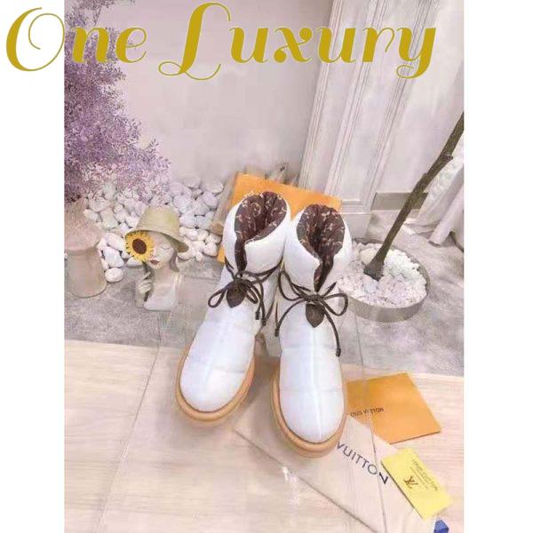Replica Louis Vuitton LV Women Pillow Comfort Ankle Boot White Nylon Down Interior 5