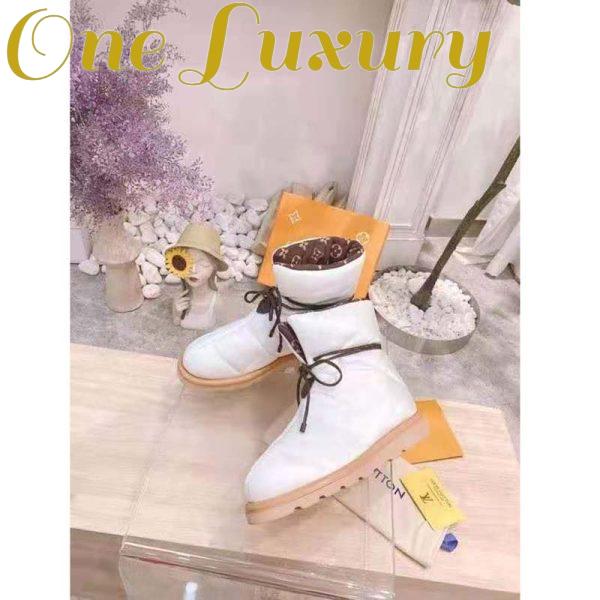 Replica Louis Vuitton LV Women Pillow Comfort Ankle Boot White Nylon Down Interior 6