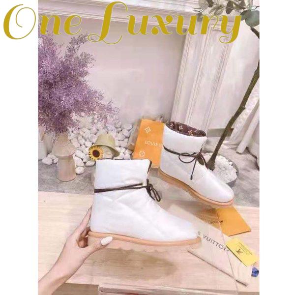 Replica Louis Vuitton LV Women Pillow Comfort Ankle Boot White Nylon Down Interior 7