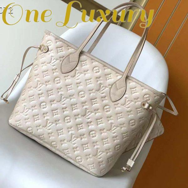 Replica Louis Vuitton Women LV Neverfull MM Carryall Tote Beige Sprayed Embossed Grained Cowhide 3