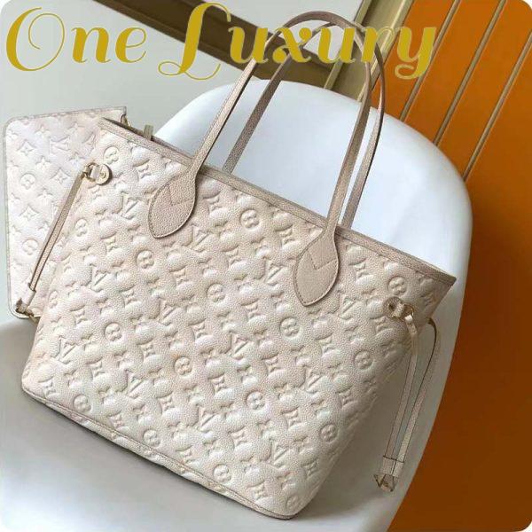 Replica Louis Vuitton Women LV Neverfull MM Carryall Tote Beige Sprayed Embossed Grained Cowhide 4