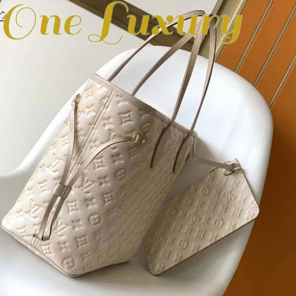 Replica Louis Vuitton Women LV Neverfull MM Carryall Tote Beige Sprayed Embossed Grained Cowhide 7