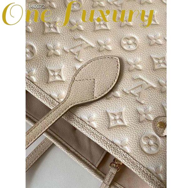 Replica Louis Vuitton Women LV Neverfull MM Carryall Tote Beige Sprayed Embossed Grained Cowhide 10